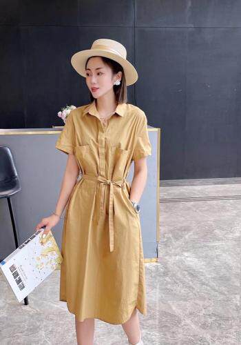 DG8101欧货夏季2021新款时尚大口袋工装风百搭连衣裙,女装连衣裙,L·H·X