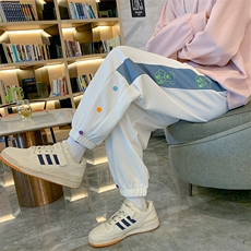 2025春装新款港风束脚小熊印花抽绳宽松休闲运动裤DM120-P50，女装休闲裤，电商D321-1