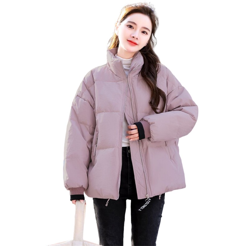 时尚百搭冬季新款女装棉衣简约立领纯色宽松外套保暖舒适显瘦棉服,女装棉衣/棉服,深妍伊美