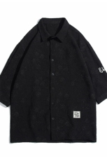 1白底花型衬衫大码M-5XL情侣风七分袖衬衫男QCS7023P45控68，男装衬衫，星座226-2