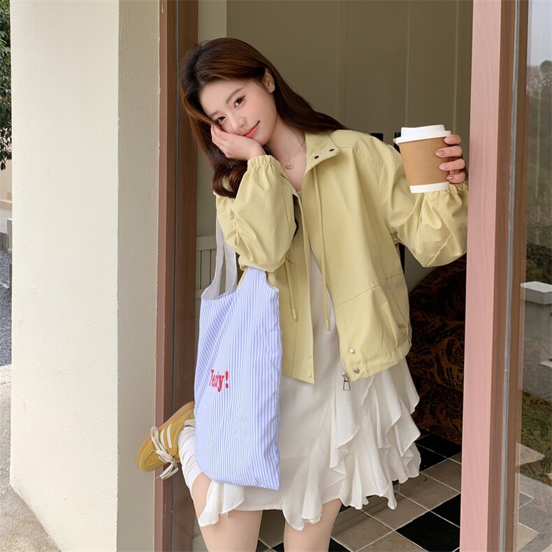 [现货新款]浅黄色休闲短外套女宽松春秋上衣2C353--723#P165K268,女装短外套,2C353