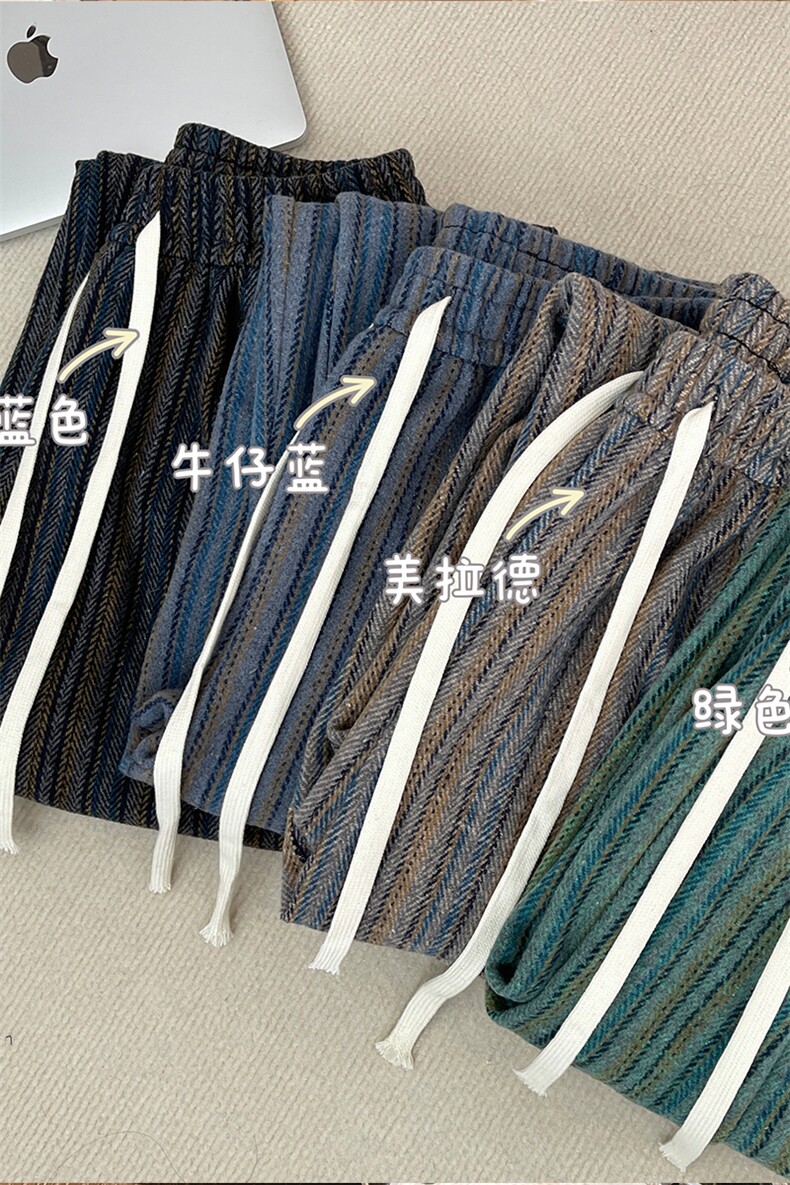 8XL-M特大码呢料加绒裤男新年裤条纹卫裤休闲基础款K948P60加绒70,男装休闲裤,电商D206-1