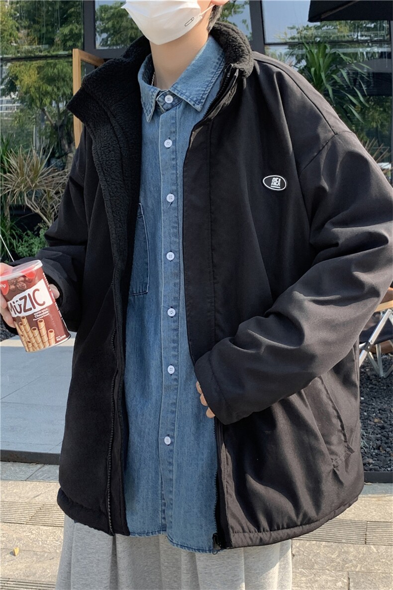 双面穿新款羊羔衣潮流外套秋冬青年学生上衣服W1986-P70,男装棉衣,星座512-4