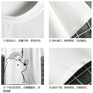 HT73166-P22 华夫格t恤男短袖男大码五分袖 网格图片