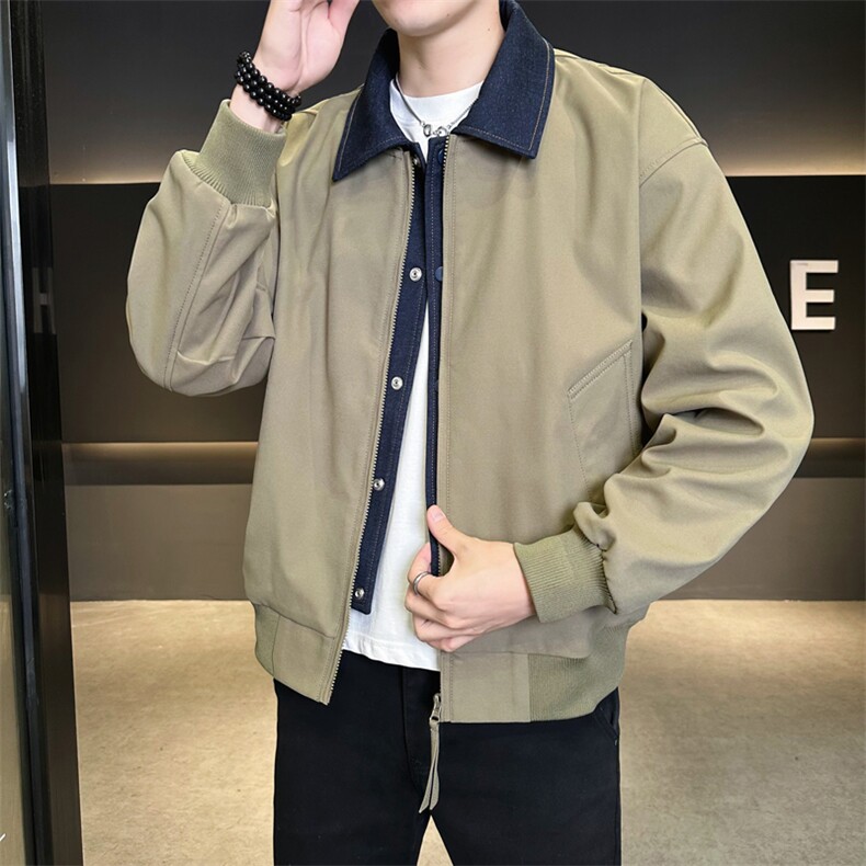 春季新款撞色拼接假两件翻领外套男休闲夹克JK02631-P80,男装夹克,星座308B-2
