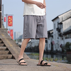风夏季男士设计感盘扣短裤宽松大码纯色休闲五分裤DK2508-P45，男装休闲裤，电商A008