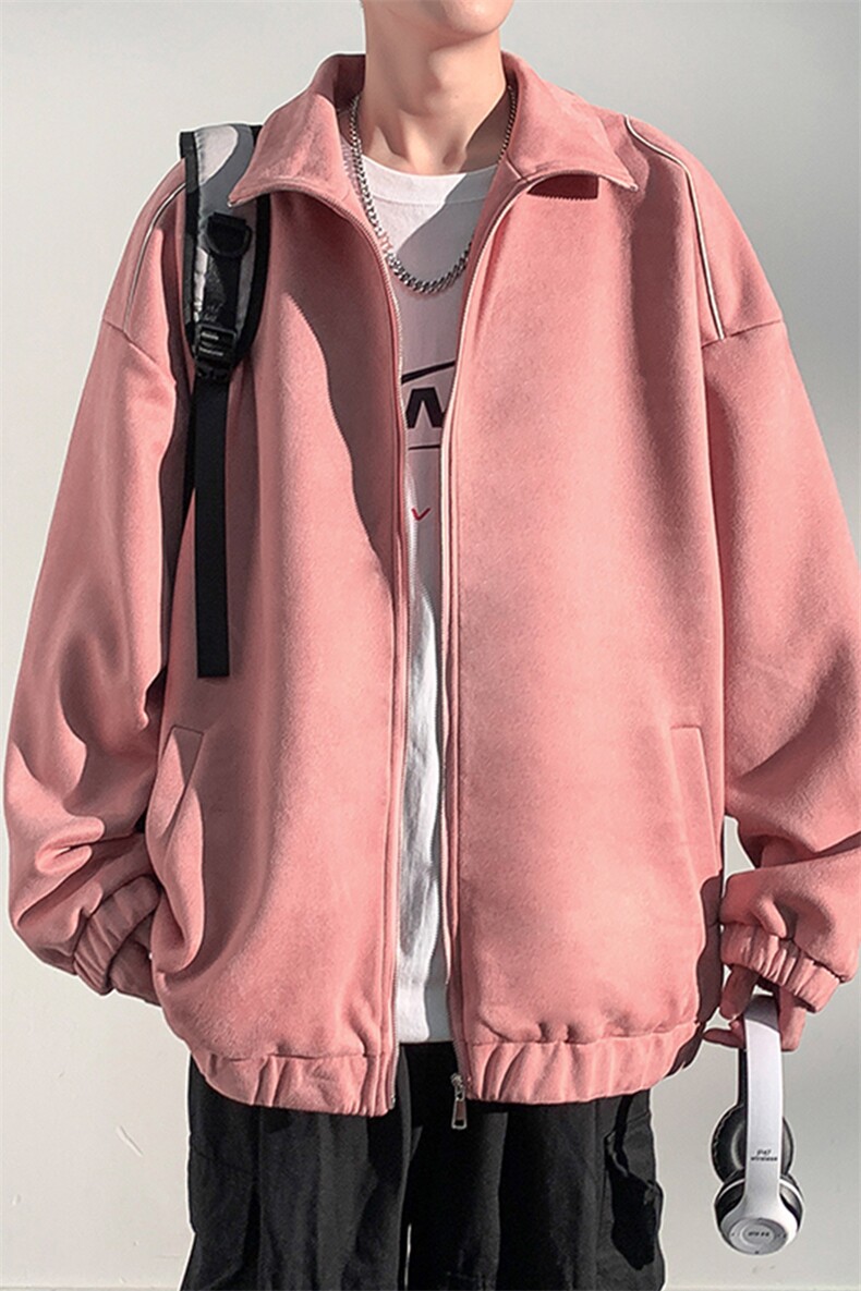 J6613P682024秋季新款抖音高品质麂皮绒反光条拼接休闲外套,男装夹克,电商A026-1