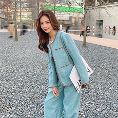 【现货】小香风蓝色套装088-1911p155k218，女装套装/套裙，2C088