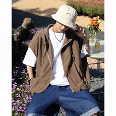夏季慵懒男马甲百搭ins青春流行纯色翻领新款拉链连帽外套GM12P28，男装背心/马甲，星座1116-2