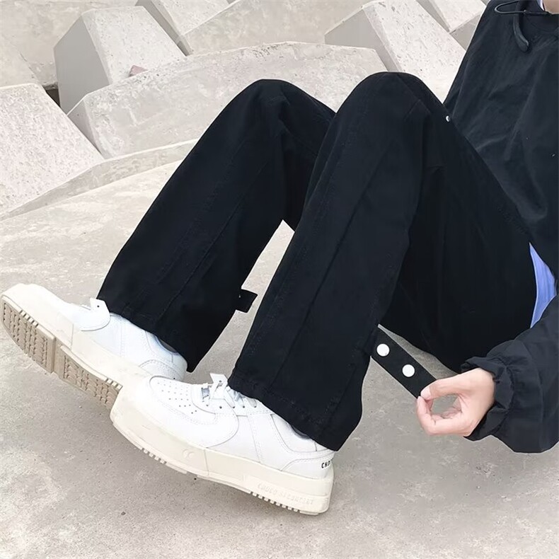 微喇牛仔裤男春秋美式欧美街头拼接休闲裤百搭阔腿长裤NK808-P48,男装牛仔裤,星座302B-3
