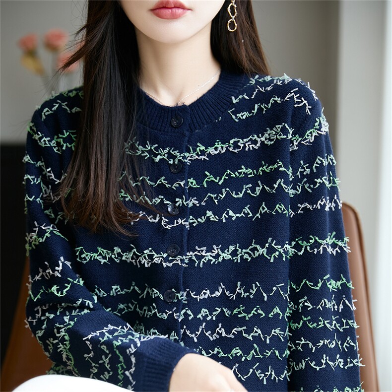 法式提花加厚针织开衫女小个子外套2025新款洋气保暖设计感毛衣,针织衫/毛衣,郡淞羊绒