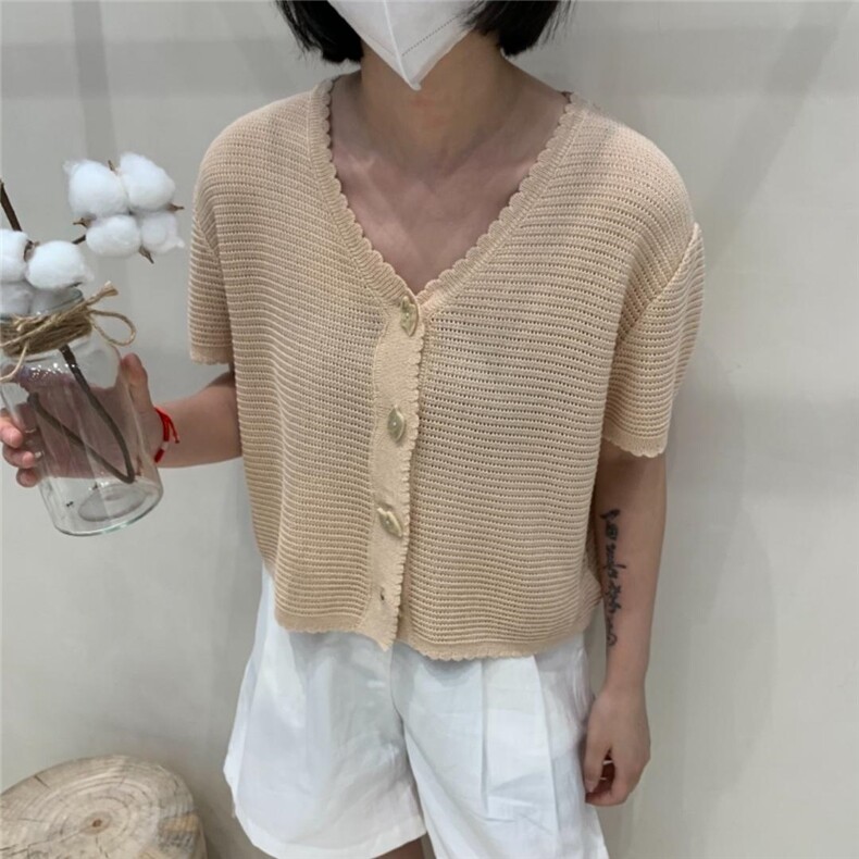 夏季新品亚麻针织开衫,女装,ANRUILA