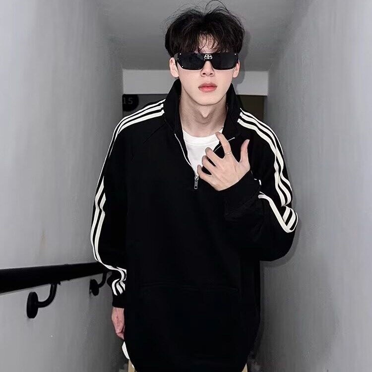 网图现货美式宽松半拉链立领卫衣男W26/P45,男装卫衣,星座205-3