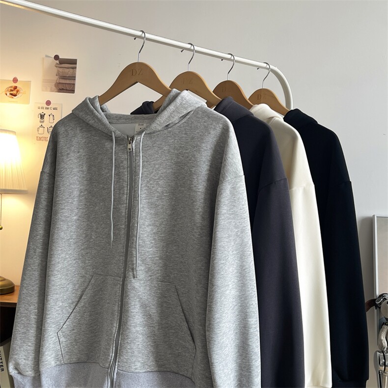 港风秋冬款男连帽卫衣开衫拉链插兜宽松华棉320克外套WY001P50,男装卫衣,星座1013-1