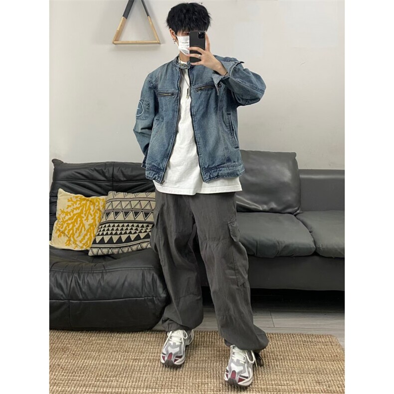 【有货】美式复古水洗蓝色牛仔外套男春秋短款夹克W353HH-特P75,男装夹克,星座1007（原301D）