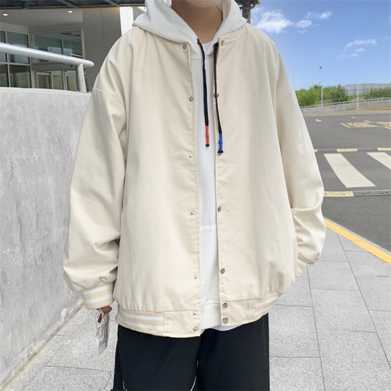 J6011P30外景港风2024秋季新款纯色休闲棒球领夹克外套宽松潮,男装卫衣,电商A026-1