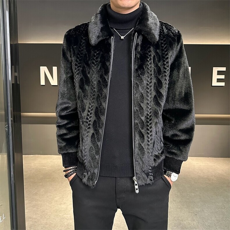 冬季男士时尚加厚仿皮草保暖爸爸装商务夹克外套ZX8956-P235,男装夹克,星座1105-3