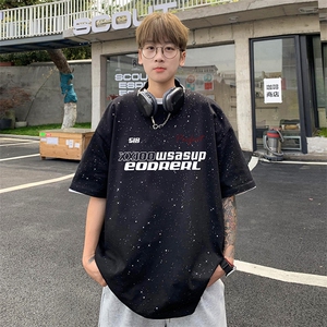 量大优供抖音视频 支持得物配合二开美式满天星亮片短袖T恤MTX289图片