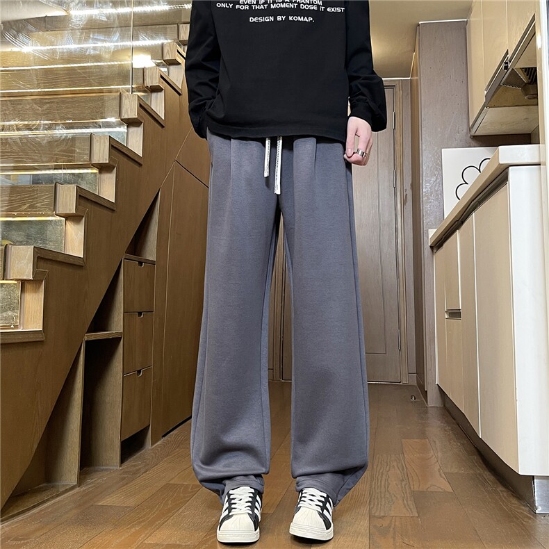 秋季直筒休闲裤男2025潮流宽松垂感纯色卫裤百搭运动长裤M559-P40,男装休闲裤,星座509