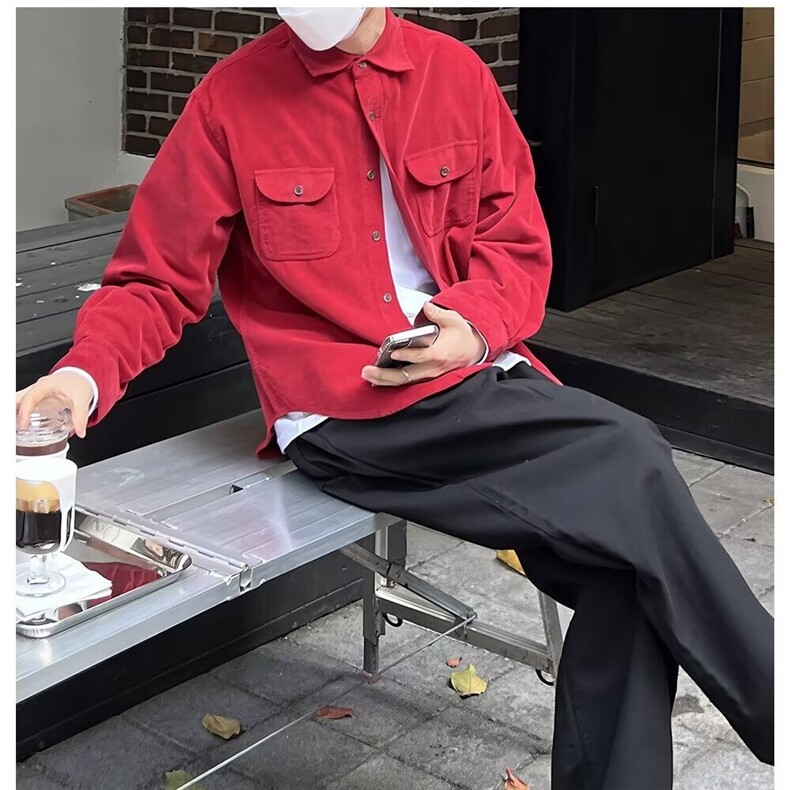 K392-P42春秋新款长袖宽松牛仔衬衫男秋季衬衣外套洋气外穿显瘦,男装衬衫,电商B323A
