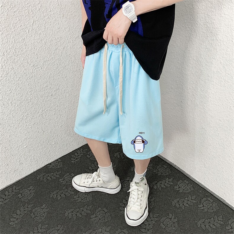 HD74167-P22华夫格短裤男大码宽松五分裤男直筒中裤,男装休闲裤,电商A040