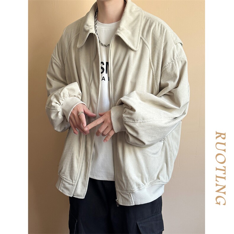 现货主推高品质灯芯绒夹克外套男潮宽松休闲大码A351-JK013-P90,男装夹克,电商A351
