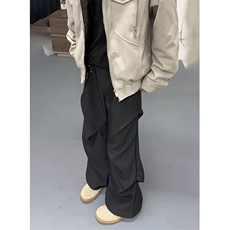 百搭潮流黑色褶皱西裤垂坠感高级感裤子男流行气质XK03，男装西裤，星座1116A（原606A-3）