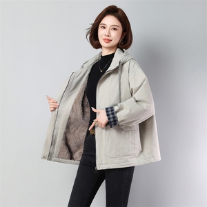 2025冬季新款洗水棉加绒加厚款派克服保暖常规长袖纯色新款2589款，女装派克服，秋牧寒烟