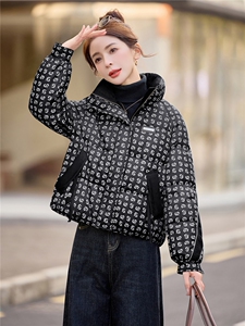 时尚设计感印花短款羽绒服女2025冬季新款白鸭绒加厚保暖防寒图片