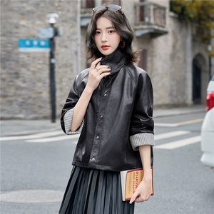 小个子韩系休闲皮衣外套女2025春秋新款时尚百搭显瘦长袖夹克上衣图片