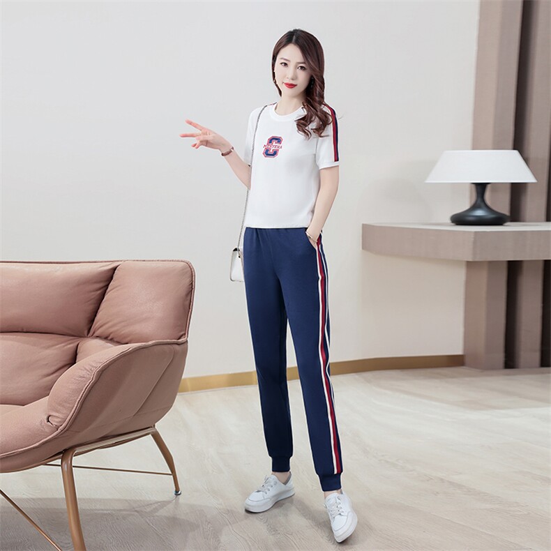 品牌冰丝运动服套装女夏季2024新款休闲速干短袖夏装两件套,女装套装/套裙,梦依杭