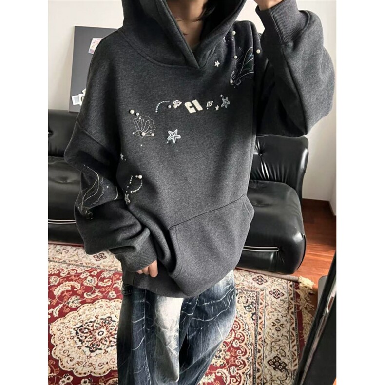 网图连帽珍珠刺绣加厚长袖卫衣男潮WY452-特P55,男装卫衣,星座1007（原301D）