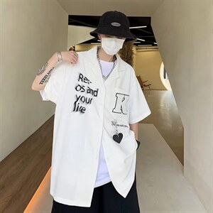 潮流时尚男士休闲西装短袖衬衫外套带挂饰HC88P35图片