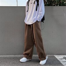 日系潮牌宽松阔腿裤子男复古坠感高街直筒休闲长1001-1-K762-P38图片