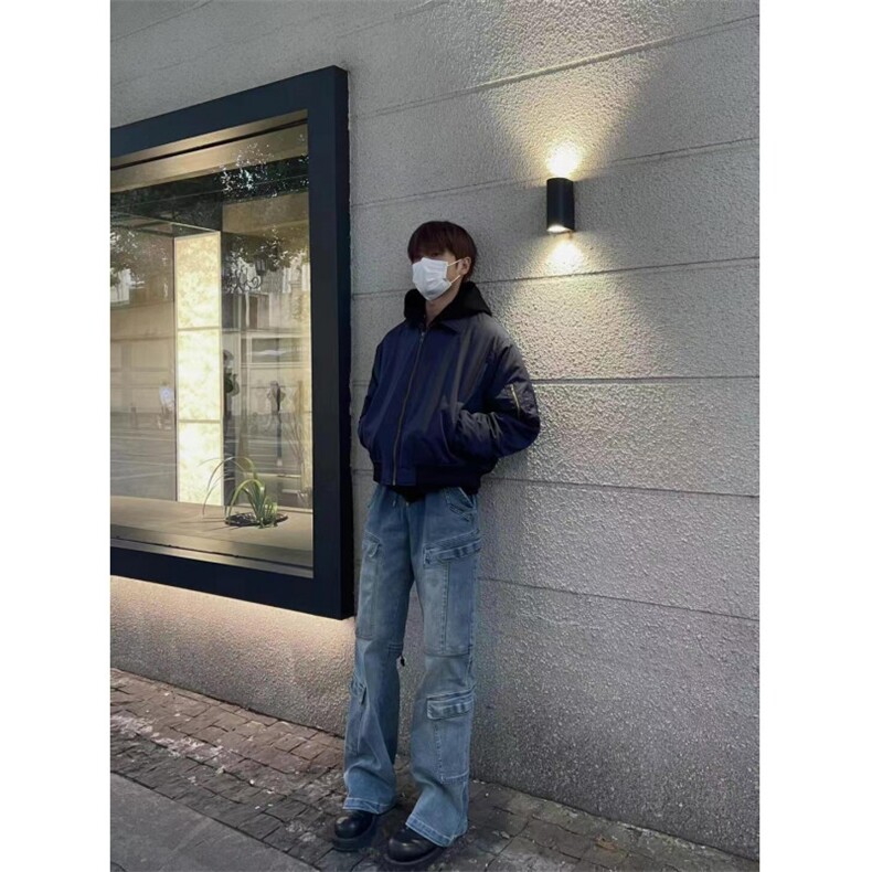 【有货】cleanfit藏青短款外套男美式高街飞行员夹克P15WW-特P55,男装夹克,星座1007（原301D）