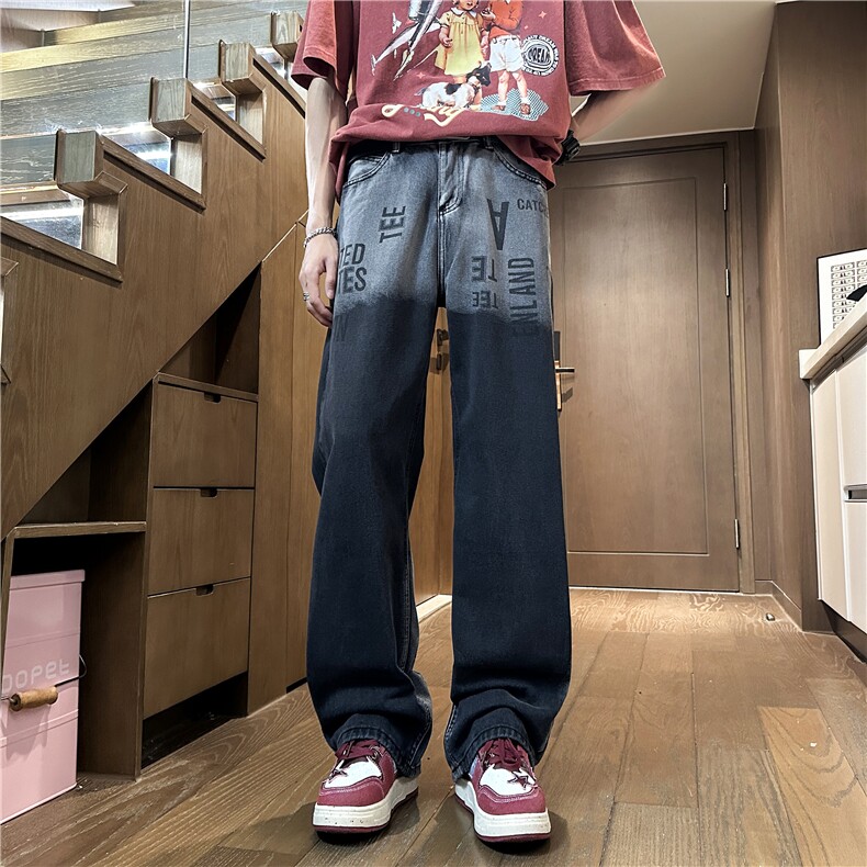 薄款现货印花牛仔裤男宽松直筒休闲长裤子GK27-P60-限价78,男装牛仔裤,星座310A-1