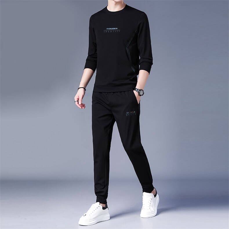SA8912-2钱塘2020-2中青年男士冬季厚款圆领纯色卫衣套装P137,男装休闲套装,钱塘207-2