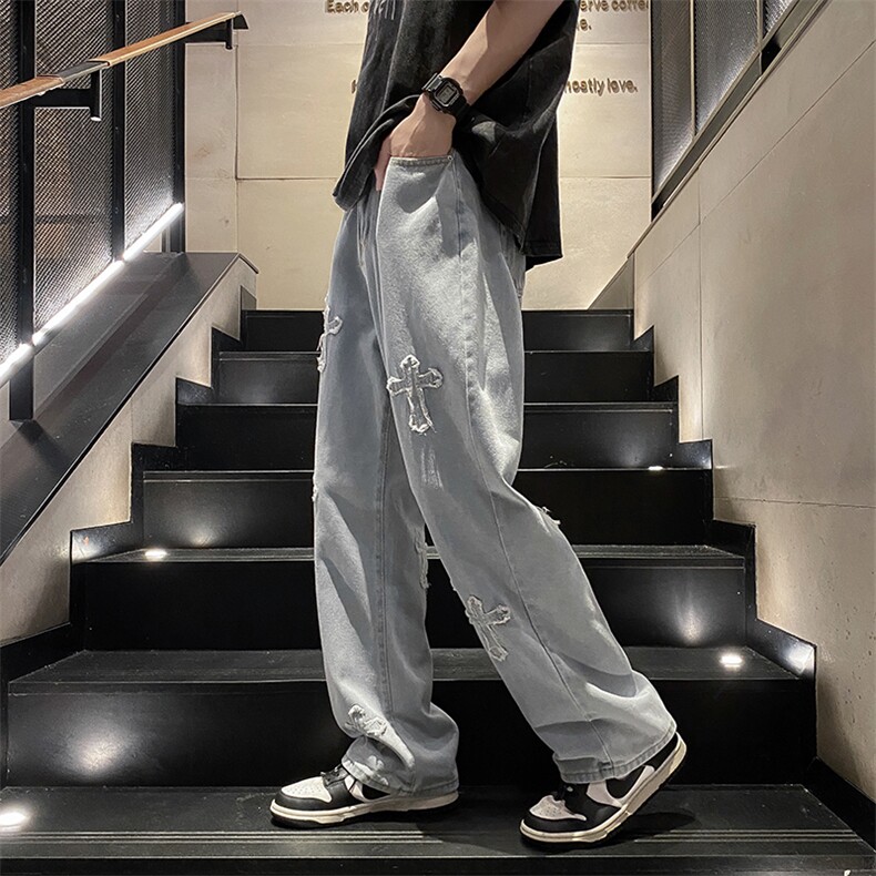 K22-P42日系直筒个性抽绳工装裤,男装休闲裤,星座1501-1