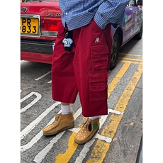 2025美式多口袋阔腿工装裤男女宽松街头直筒休闲七分裤K6320-P60，男装牛仔裤，星座412-1