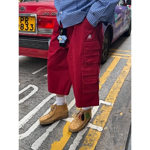 2025美式多口袋阔腿工装裤男女宽松街头直筒休闲七分裤K6320-P60图片