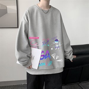 华夫格卫衣圆领卫衣男大码长袖t恤外套 HW76186-P30加绒款-P40图片