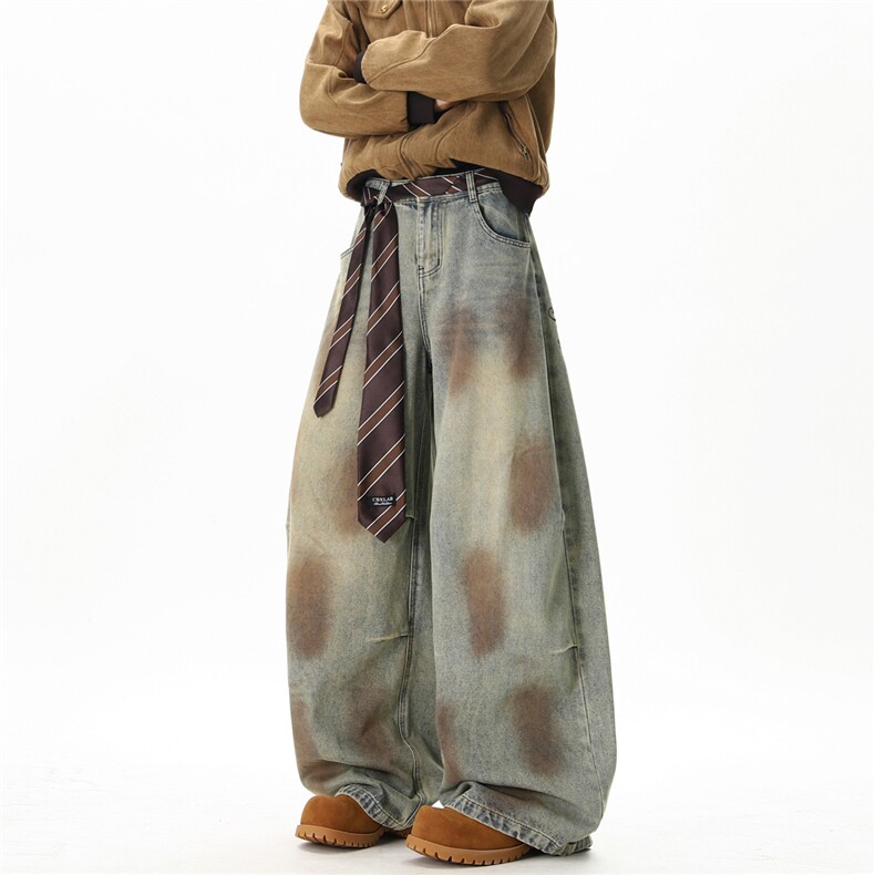 【现货】XZ612-K5140-特P59春款美式复古做旧脏染牛仔裤弯刀裤，男装牛仔裤，星座612