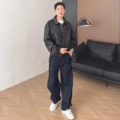 1506-1/K21571半松紧/P47丹宁深蓝色牛仔裤拖地窄版百搭高腰裤子,男装牛仔裤,星座1506-1