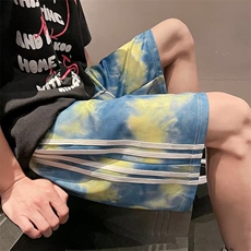 扎染短裤男夏季ins超火5分裤炸街百搭学生潮牌抽绳短裤DK430-P28，男装休闲裤，星座1109-3