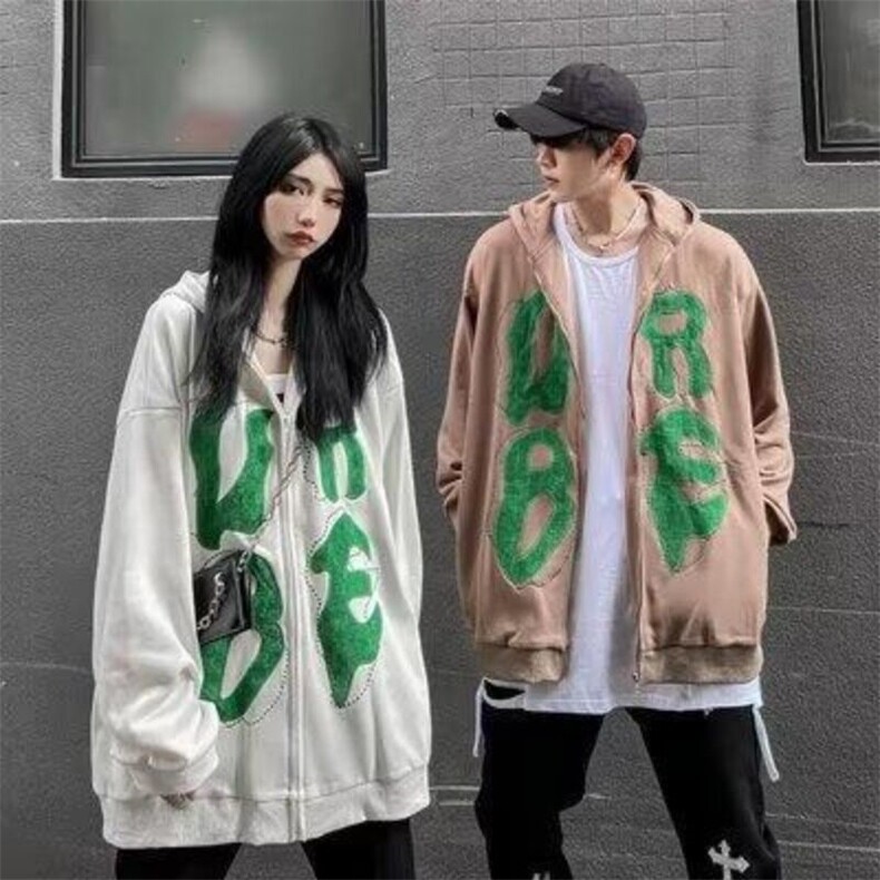 美式开衫卫衣男女春款美式复古高街外套潮oversize炸街痞帅上衣,男装卫衣,星座506A