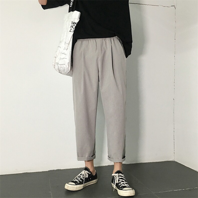 K704-P40(控58)早秋西装坠感休闲裤男士大码宽松直筒裤新款九分裤图片