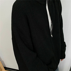 濮院毛衣立领极简风纯色拉链毛衣休闲复古男开衫厚毛衣LF499P50特，男装针织衫/毛衣，电商D256-2(原A064-2)