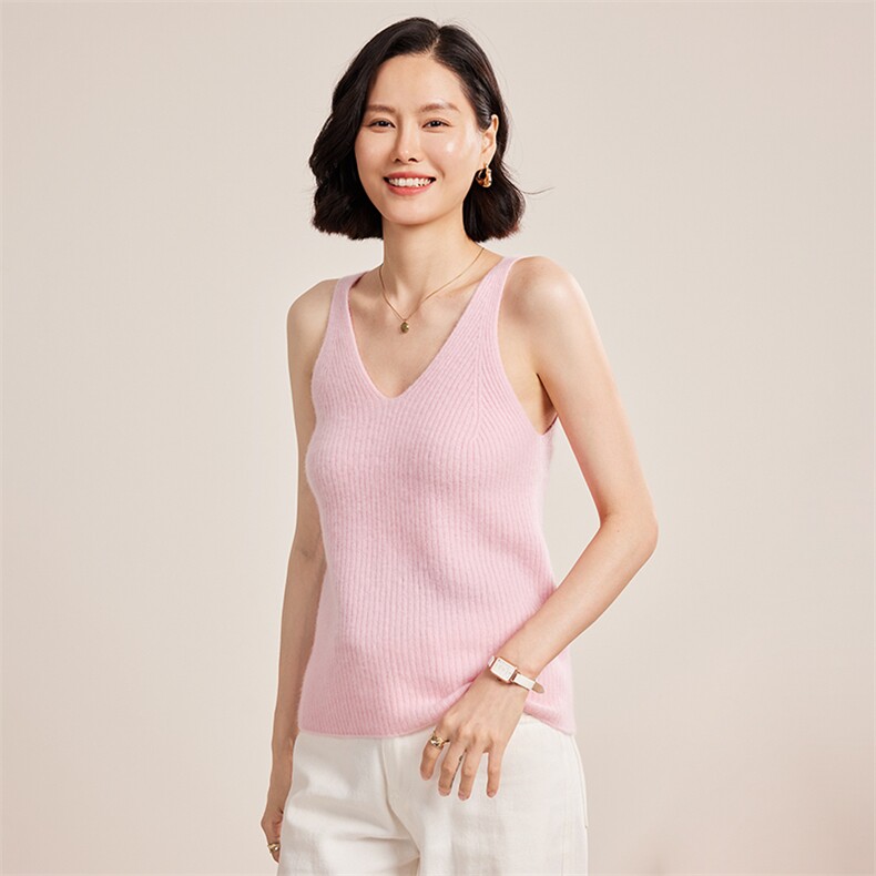 女士十二针一线抽条背心秋冬打底30%,女装背心吊带,名驰羊绒