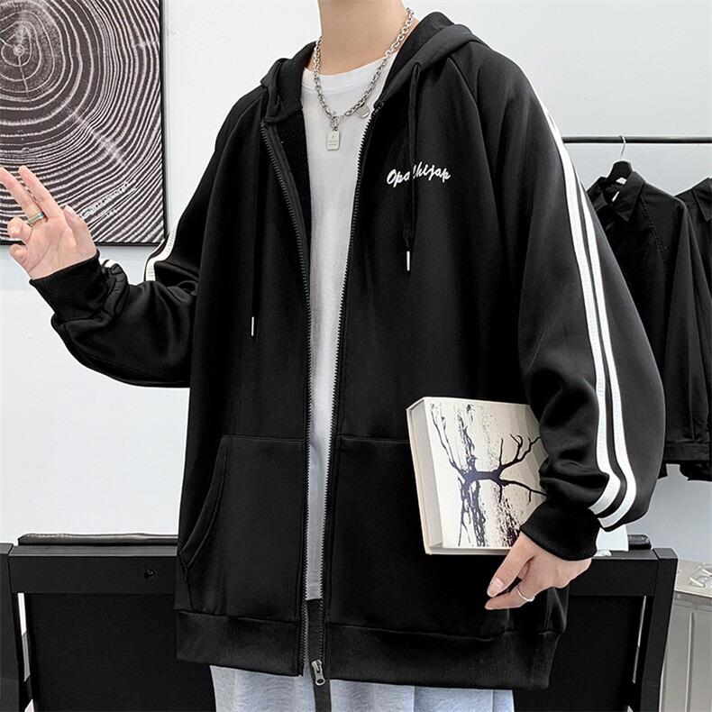 高品质新款春秋季开衫连帽卫衣男潮宽松青少年休闲ins外套WY01P58,男装卫衣,电商A086