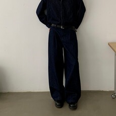 美式高街vibe风复古深蓝色牛仔裤男女微喇阔腿长裤K70826-P45网图，男装牛仔裤，电商B245